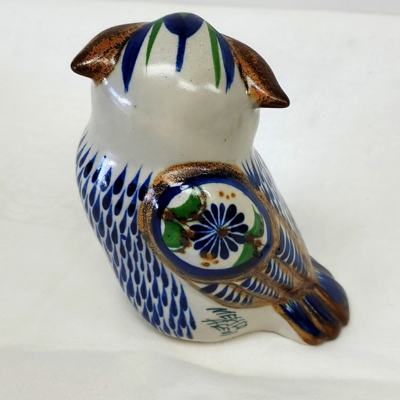 Mexican handmade Tonala artist signed folk art owl-figure made in Mexico - Picture 4 of 8